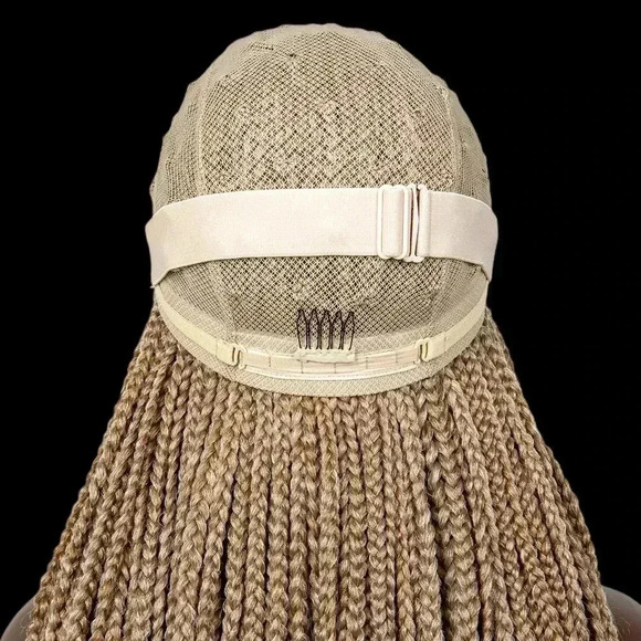 Braided full lace wig, knotless box braids, long  medium Braids, blond wig NWT - Picture 9 of 13